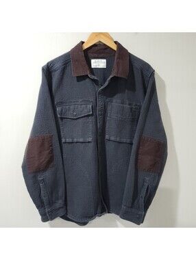 REI Co-op Waffle Knit Button Up Hiking Shacket Elbow Patch Outdoor Cabincore
